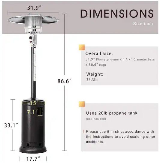 PROPANE GAS PATIO HEATER, BLACK G18S416