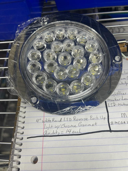 LAMP 4" ROUND WHITE LED CHROME GROMMET REVERSE/BACK-UP LIGHT